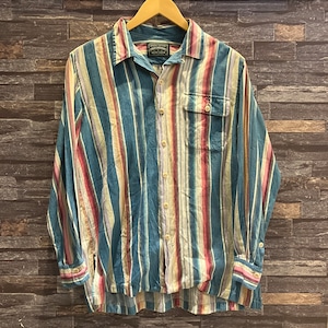 POLO COUNTRY NATIVE STRIPE OPEN COLLAR SHIRT 1990'S OLD