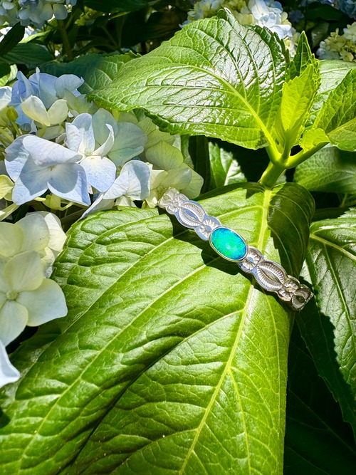 Australia Opal Flower&Leaf Bangle  ladies free size 内周130mm