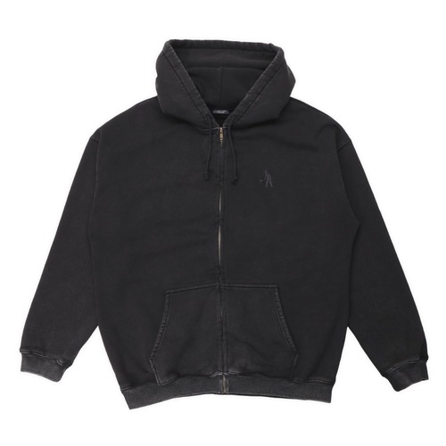 PASS PORT / SOLID WORKERS ZIP HOOD WASHED BLACK