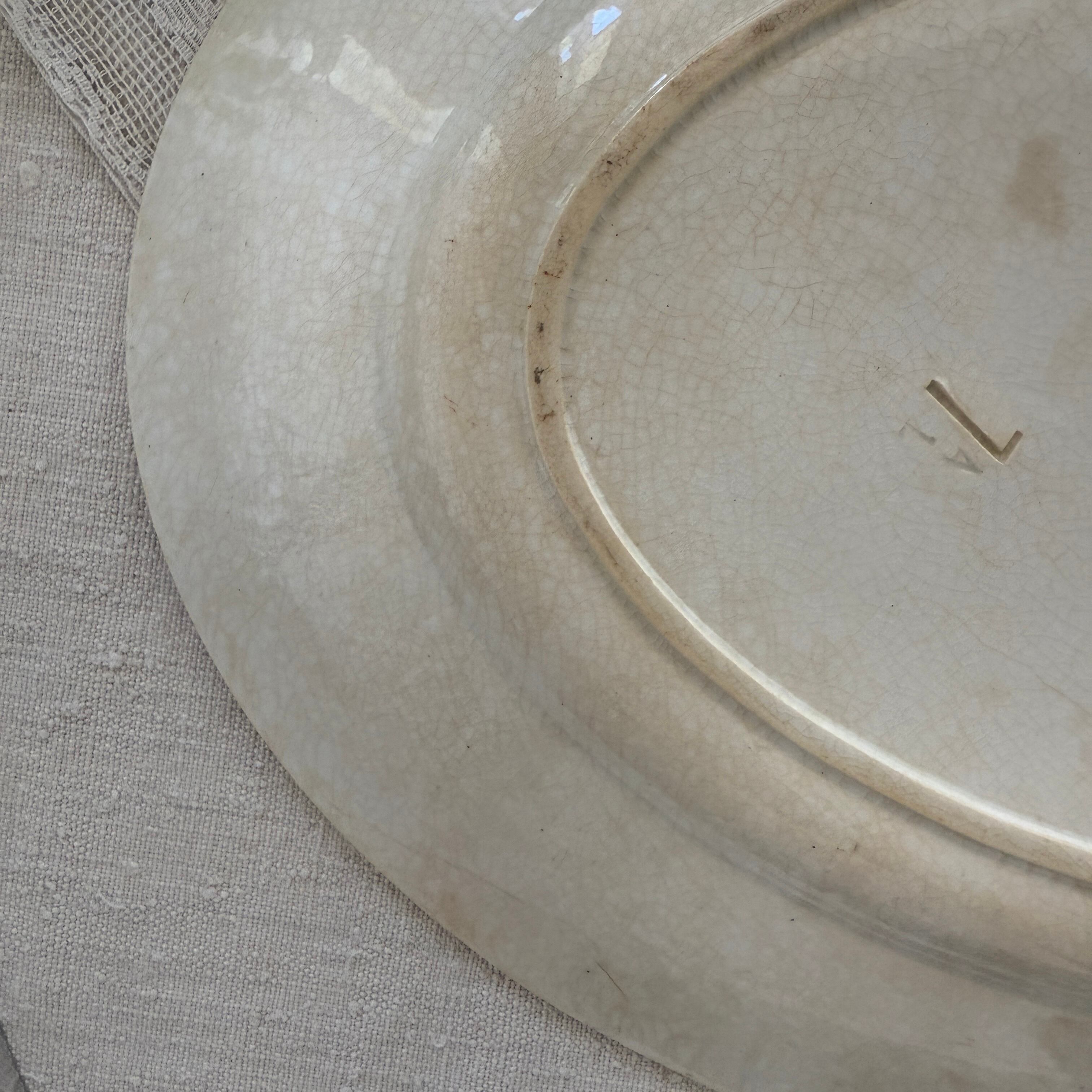 French Large Oval Plate By Gien/フランスジアン窯の大きなオーバル