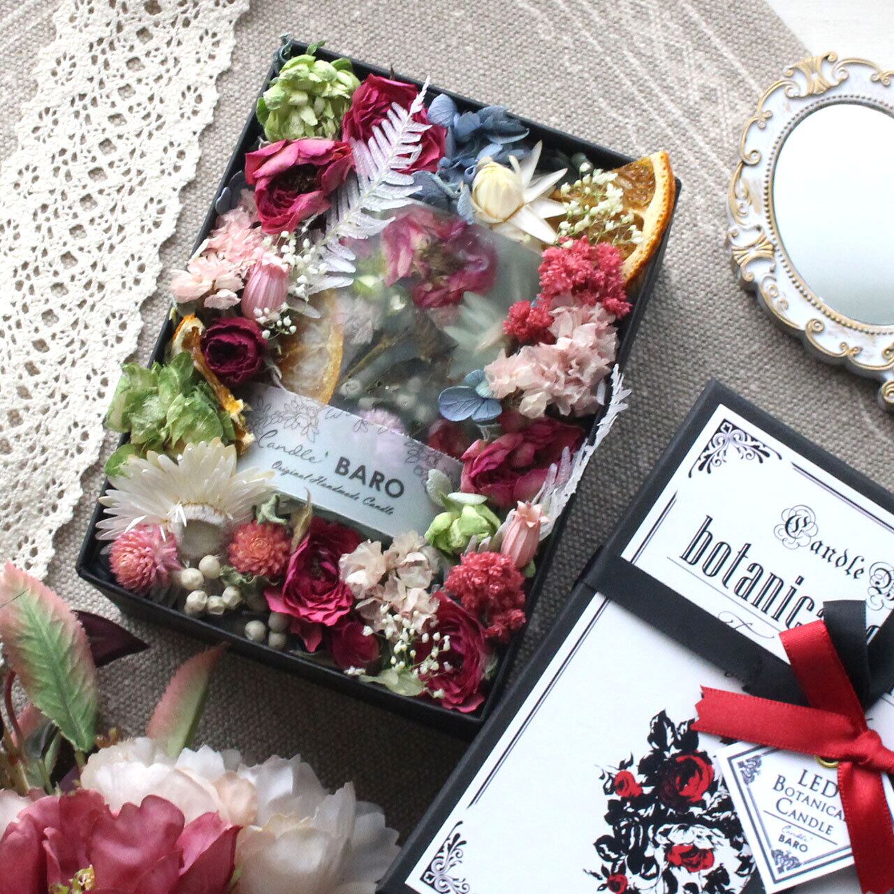F148 Sサイズ Ledティーライト付き ボタニカルランタン 花いっぱいプチギフト ギフトバッグ付き Candle Baro