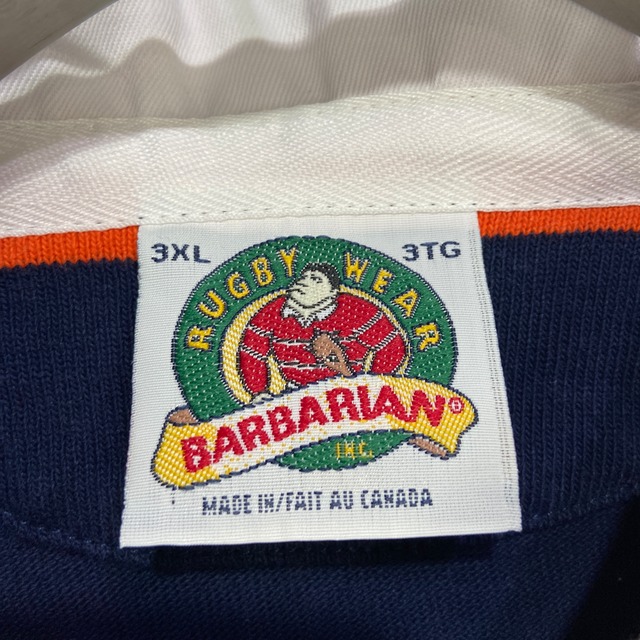 BARBARIAN バーバリアン ボーダー柄ラガーシャツ オレンジ 3XLカナダ