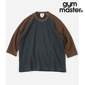 gym master ジムマスター 【DRY】7.2oz ドライワッフル 8分袖Tシャツ メンズ レディース 吸水速乾 ラグラン ワッフルTシャツ ゆったり G733717 ブラウン×チャコール