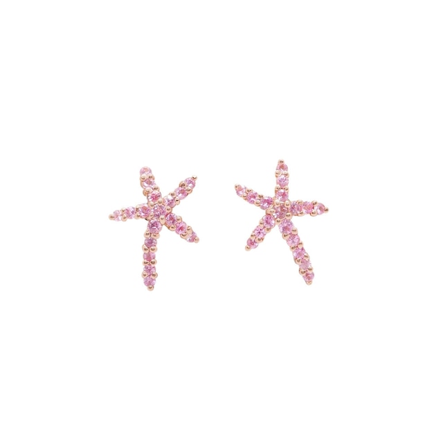 K18PG pink sapphire pierce ヒトデ