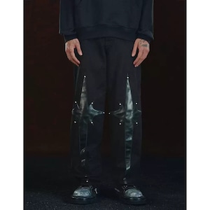 【DRIP5806】DCTY Leather Patch Straight Denim