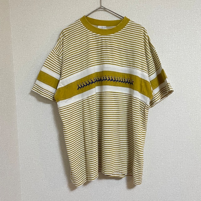 オランダ製　90年代　NEW FAST　マルチパターンボーダーtシャツ
