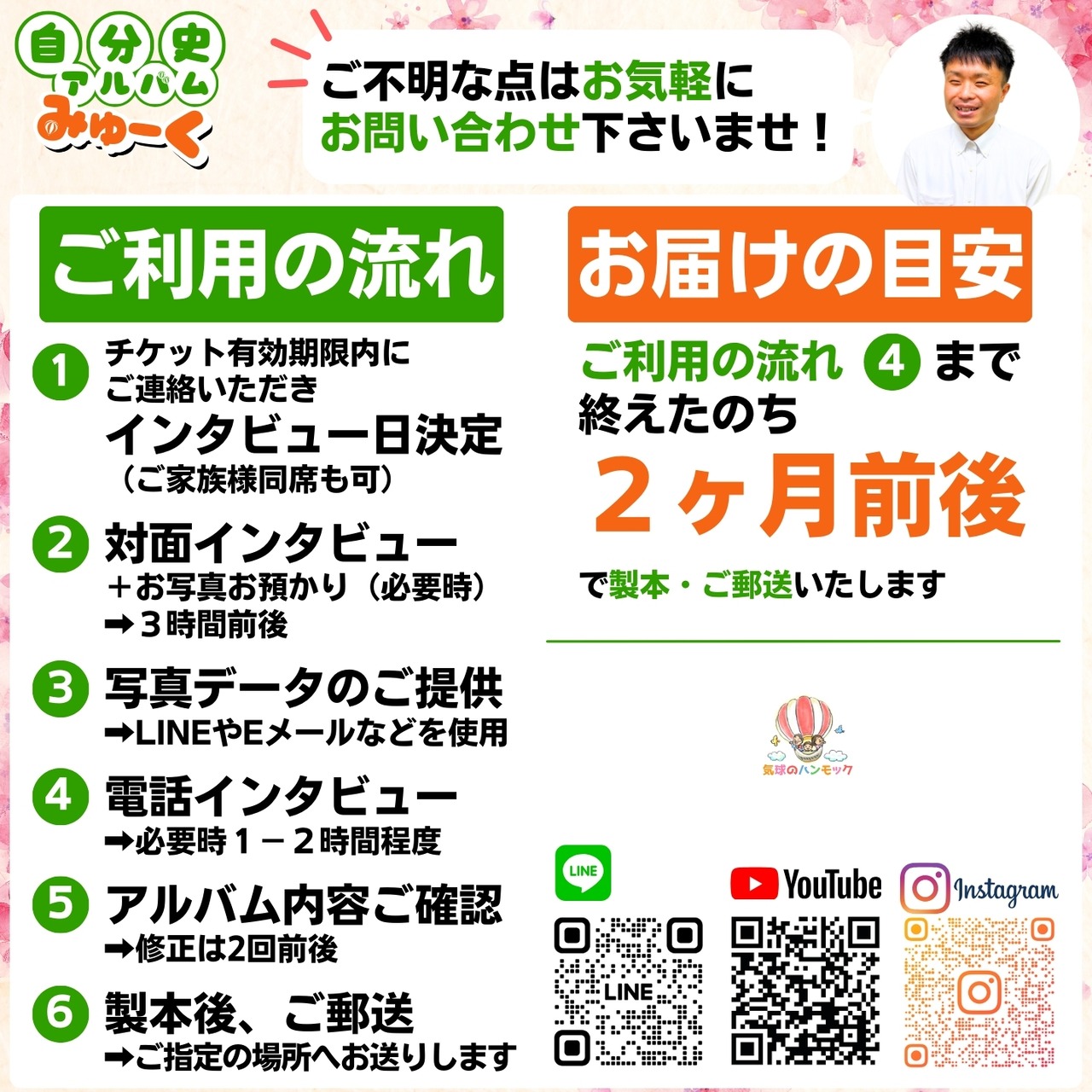 対面インタビューコース】自分史アルバム「みゅーく」：製作チケット 