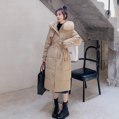 ダウンコート ボリュームファー フード付き ロングコート ダウンジャケット フェイクファー エコファー ベルト付き 中綿コート レディース かわいい きれいめ カジュアル 防寒 おしゃれ 秋冬