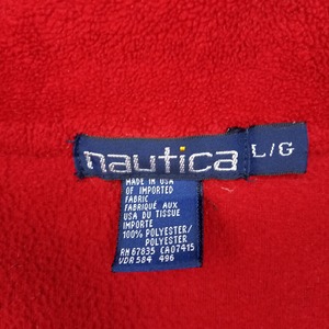 90s　アメリカ製　ノーティカ　フリース　プルオーバー　刺繍ロゴ　赤　L/G