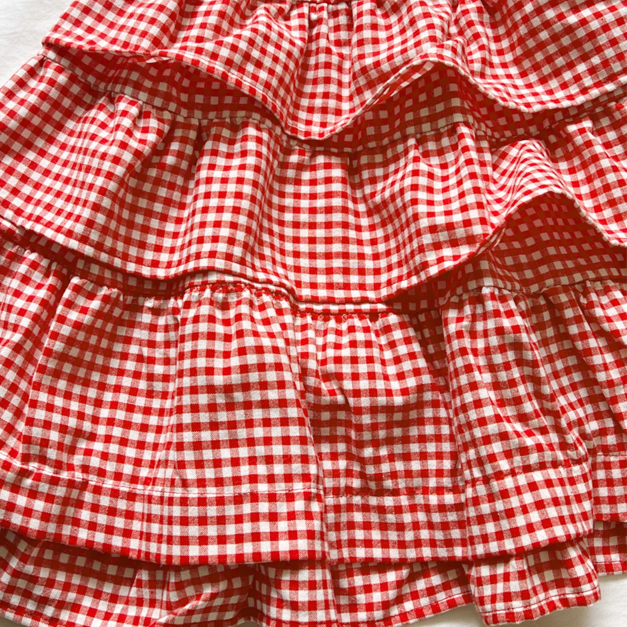 秋チェックティアードロングスカート