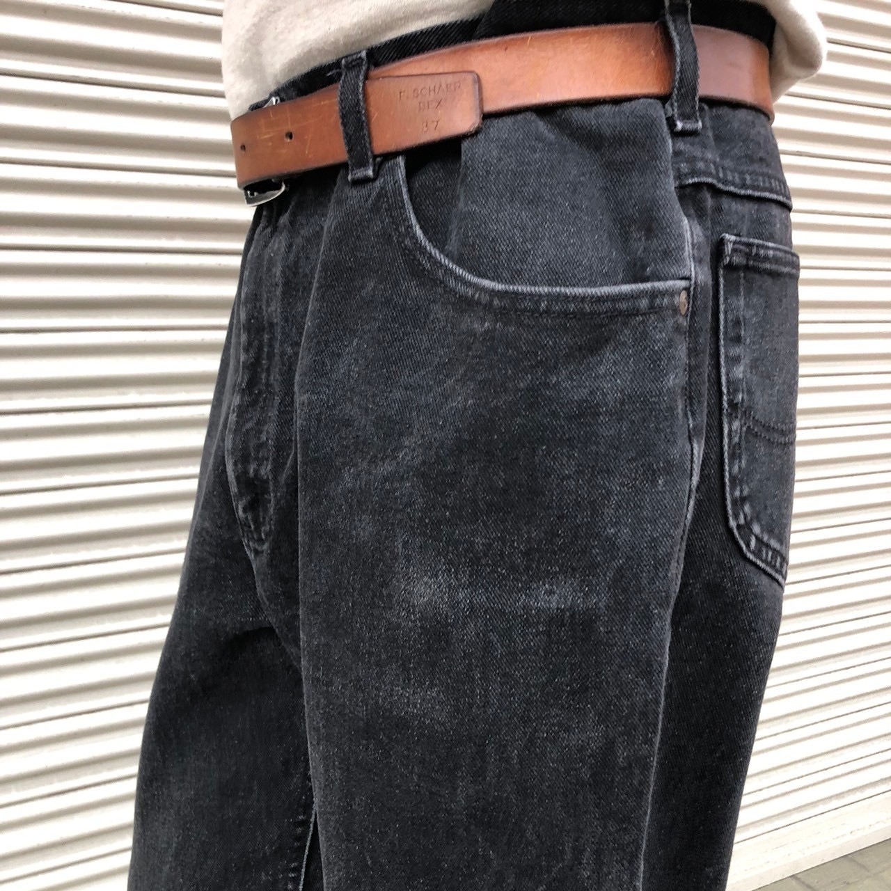 90s USA Lee リー ジーパン W38 ビッグサイズ テーパード ブラック