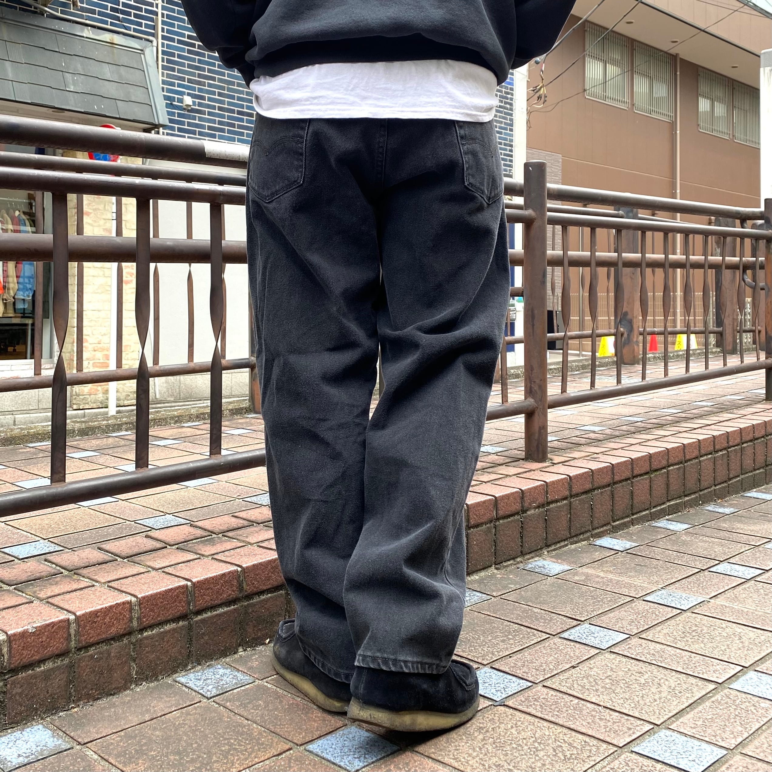 W36 Levi'sリーバイス501 ブラックデニム バギーパンツ ワイド 黒