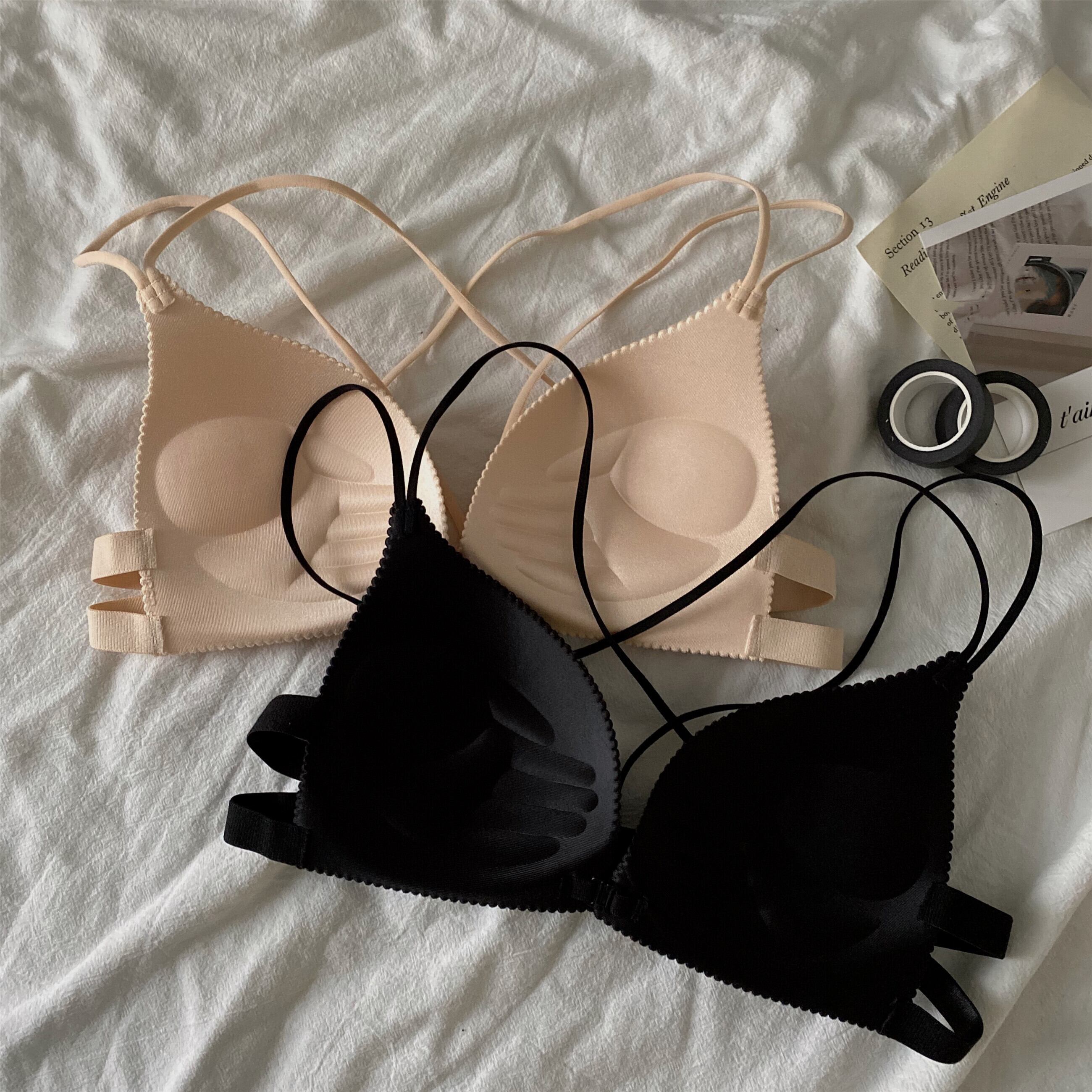 夏の新しいスタイルのクロスバック美しいバックスチールリングの下着なしセクシーなシームレスフロントバックル小さな胸が集まったブラタイド 1号婦人53121672561