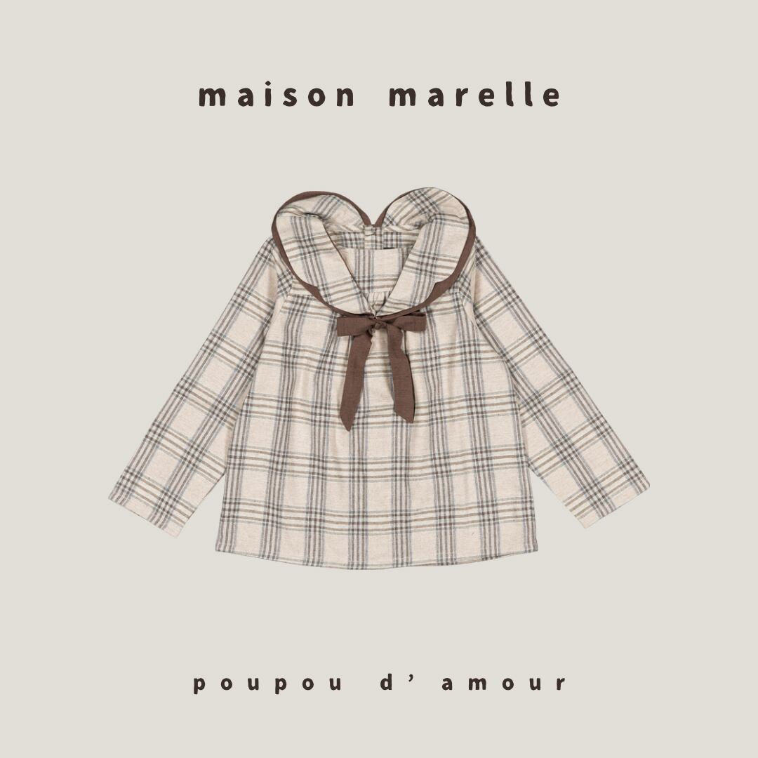 12M~5Y 送料無料【予約】maison marelle|Blouse BERRI - beige tartan(11月上旬以降入荷予定)