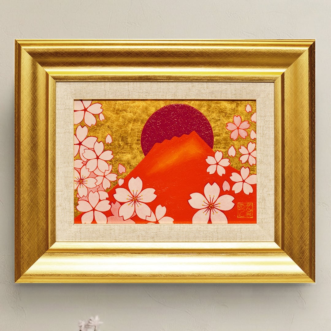 石川県金沢産24K純金箔使用○『太陽』○がんどうあつし絵画膠油絵