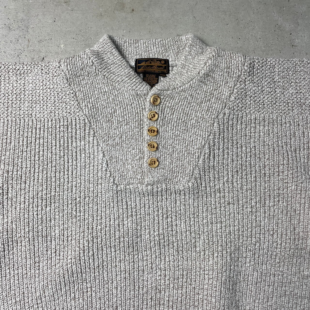 90s エディーバウアー コットンニット ビンテージ usa old ポケット 90年代 Eddie Bauer エディーバウアー ヘンリー コットンニット