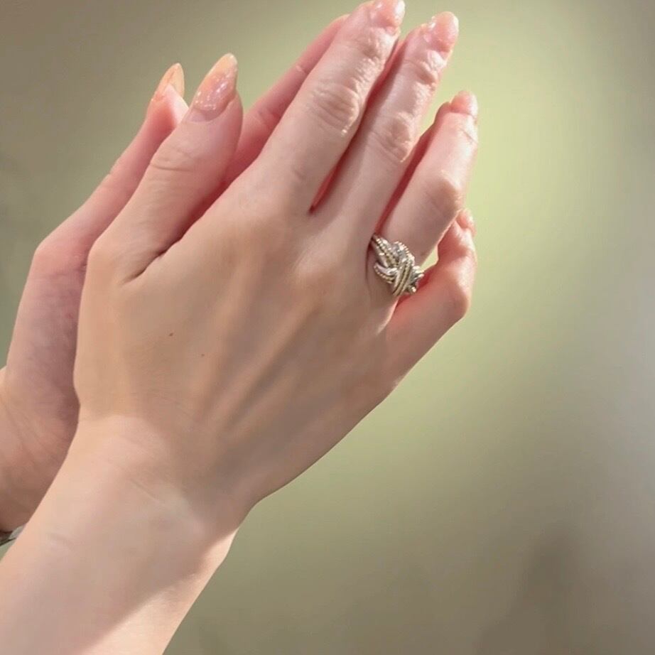 TIFFANY&CO.】【11号】2459 silver925×18kコンビシグネチャーリング／X