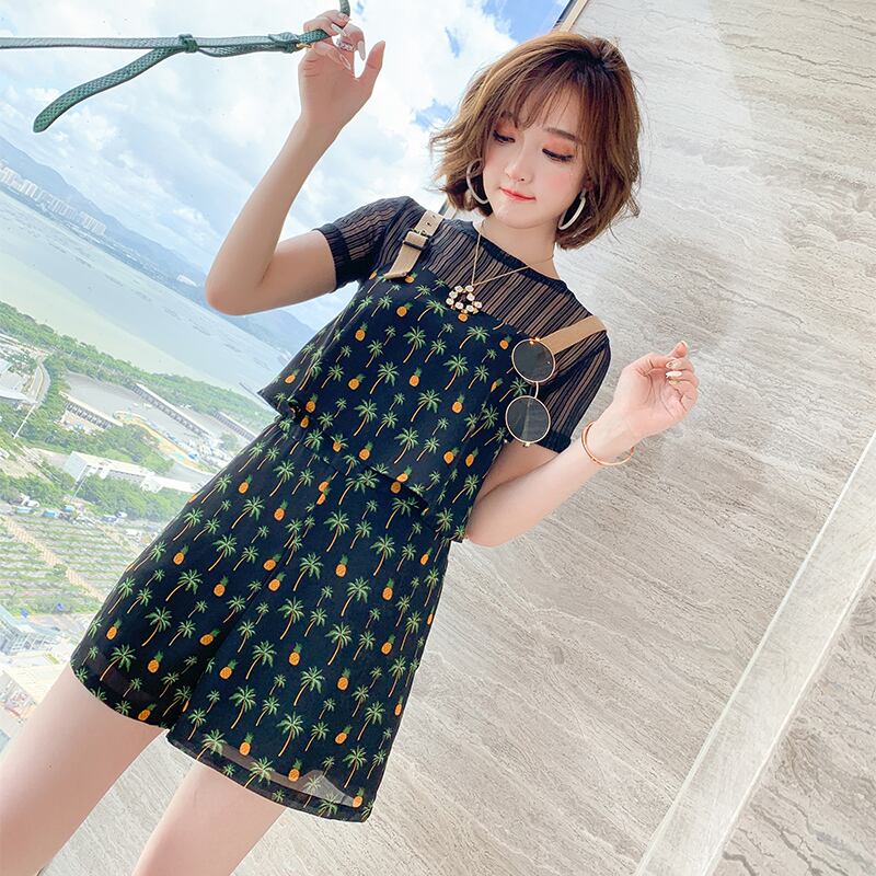 ブラックトップス プリントショーツ スプリングサマー 春物 夏物 ブルマー MIUCO19246612899