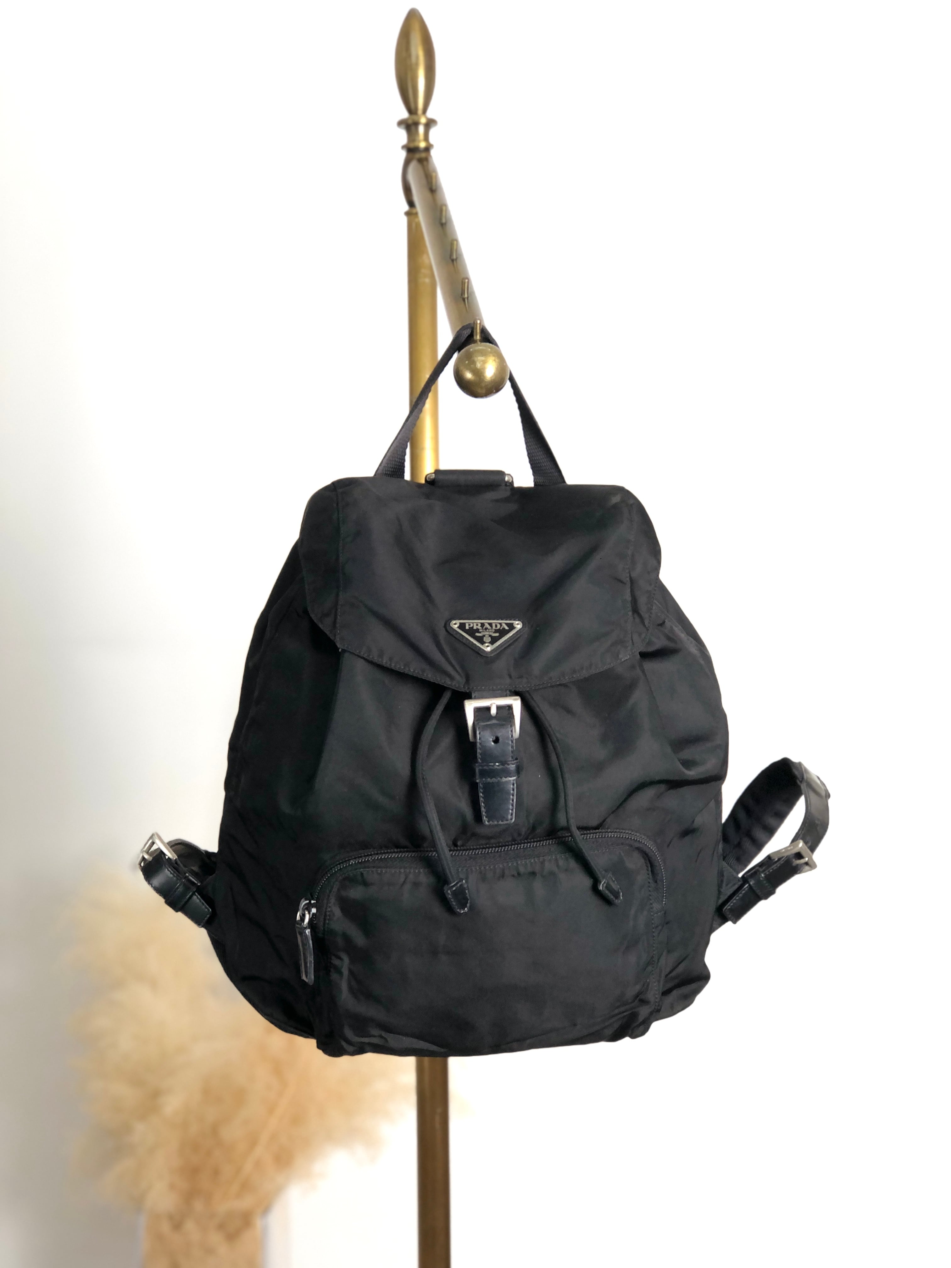 PRADA プラダ バックパック ブラック トライアングルロゴ ナイロン フロントバックル vintage ヴィンテージ オールド wedxv3