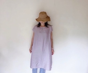 hand sewn linen one piece・手縫いリネンワンピース（グレイッシュピンク）