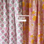 ブロックプリント生地【50cm単位】インド綿 小花柄 白×ピンク×グリーン #57729-WT2