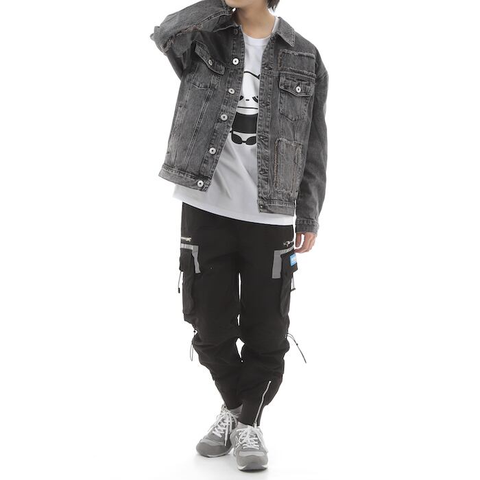 HIPANDA 落書き風ペイント 裏ボア デニムジャケット Gジャン M SALE【HIPANDA ハイパンダ】メンズ デニムジャケット MEN'S BACK