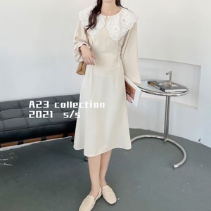 スカラップ刺繍カラー　ワンピース  AJ3396-D01