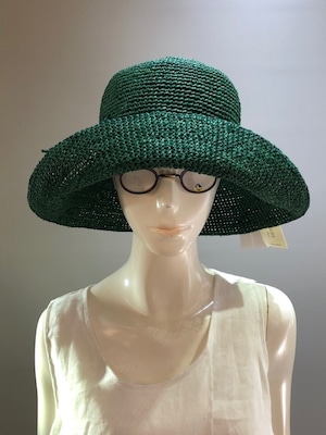 Sans Arcidet (サンアルシデ）FANNY HAT Col.BRITISH (Green) ラフィア定番人気の帽子　マダガスカル製