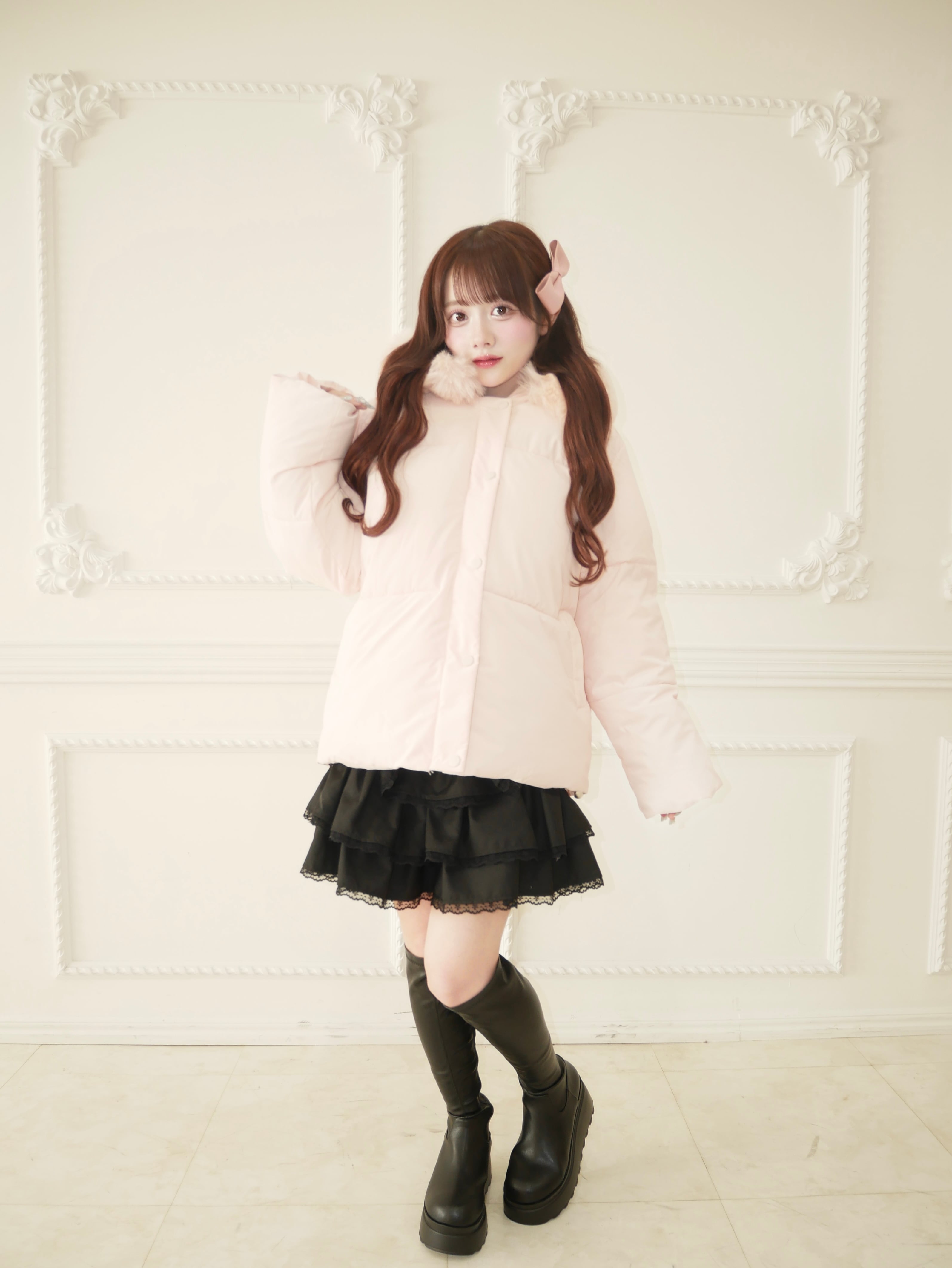 milky pink down jacket