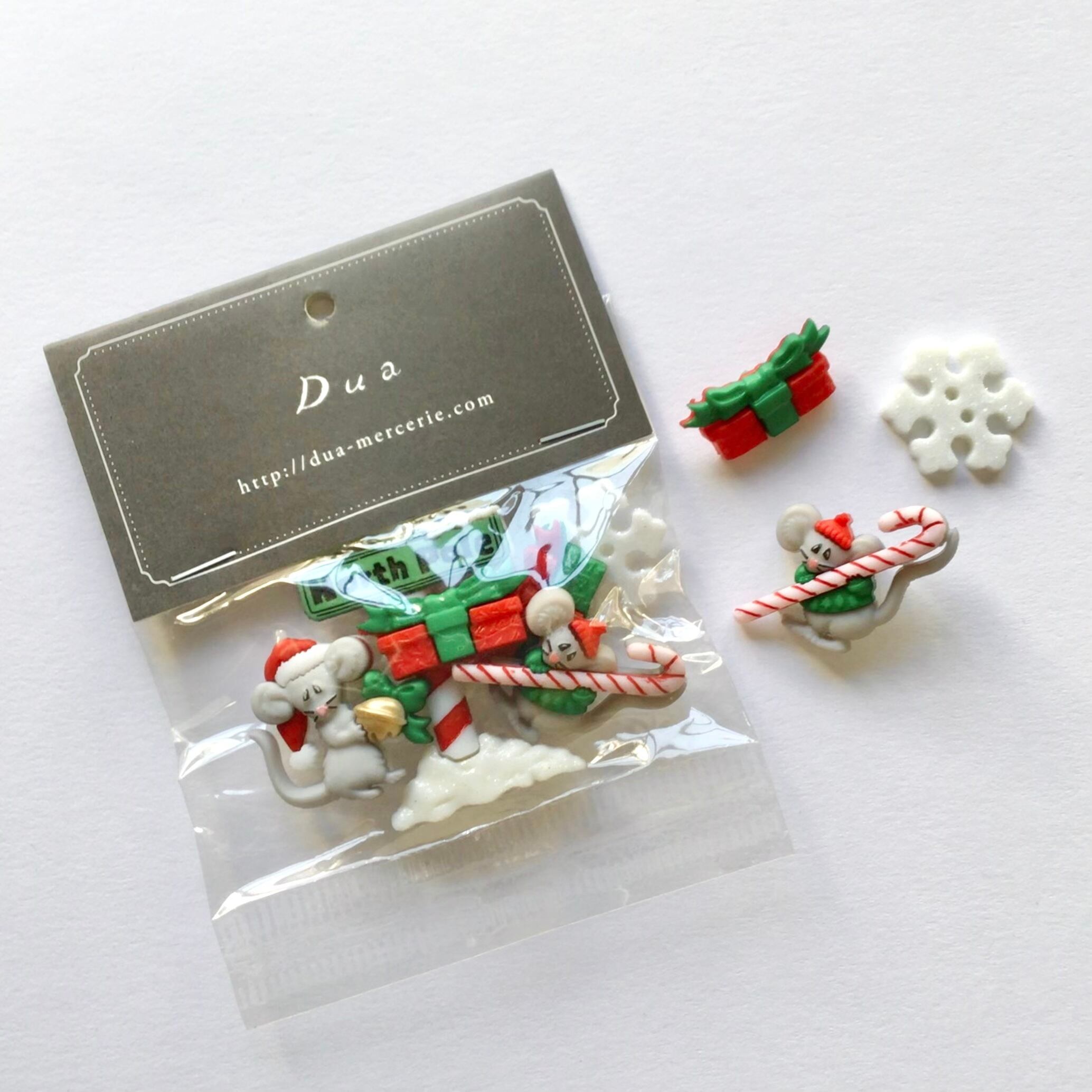 〈再入荷〉JJボタン クリスマスネズミボタンパック(7p)