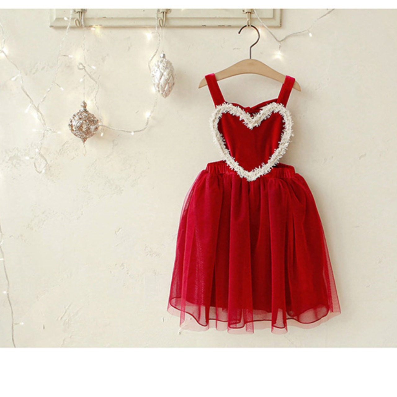 クリスマスハートデザインメッシュワンピース