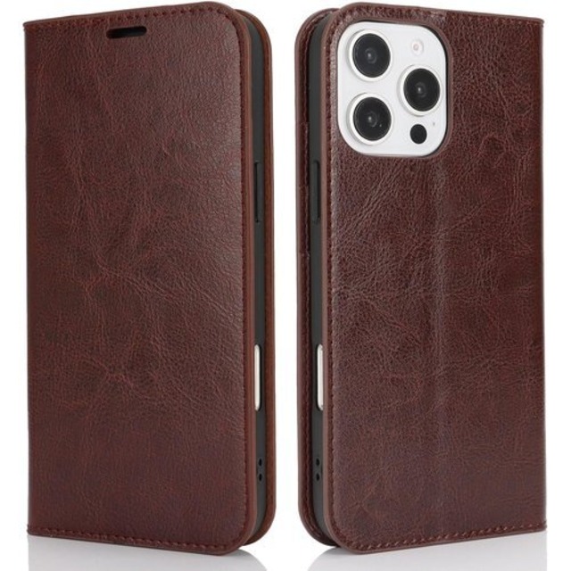 iPhone 16 Pro Max ケース 手帳型 マグネット無し 耐衝撃 カードケース iPhone16promax 対応 手帳ケース アイフォン16promax カバー アイホン16プロマックス スマホケース いPhone16promax 携帯ケース 適用 case iCoverCase マグネットなし スタンド機能 光沢加工 牛革 レザー 財布型 カード入れ ダークブラウン 3525