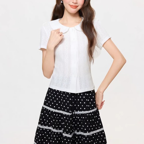 ラウンドカラーポインテルニットトップス ・75273