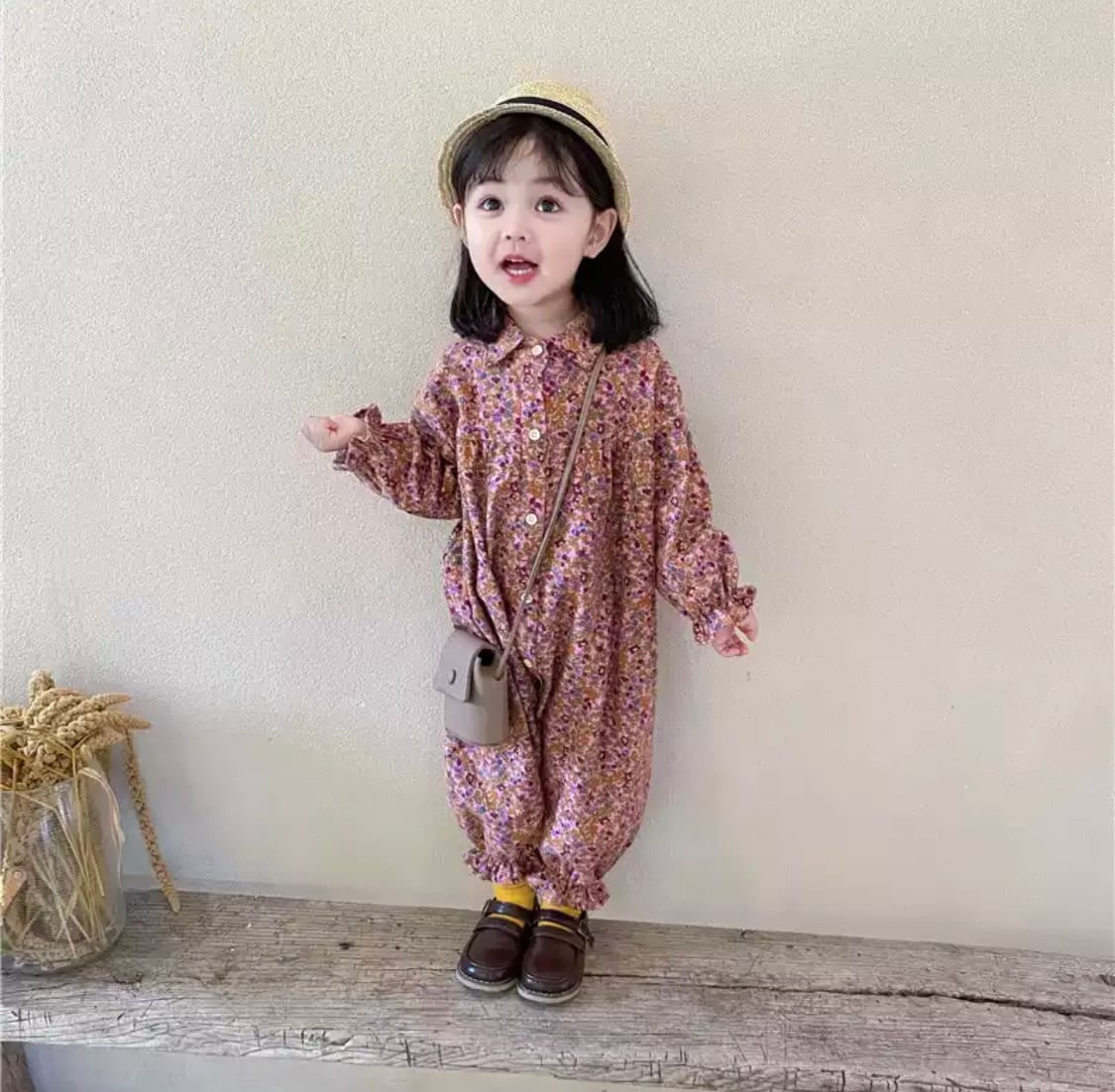 小花柄ガールズロンパース》》》》》海外子供服 春夏服 ガール つなぎ 花柄