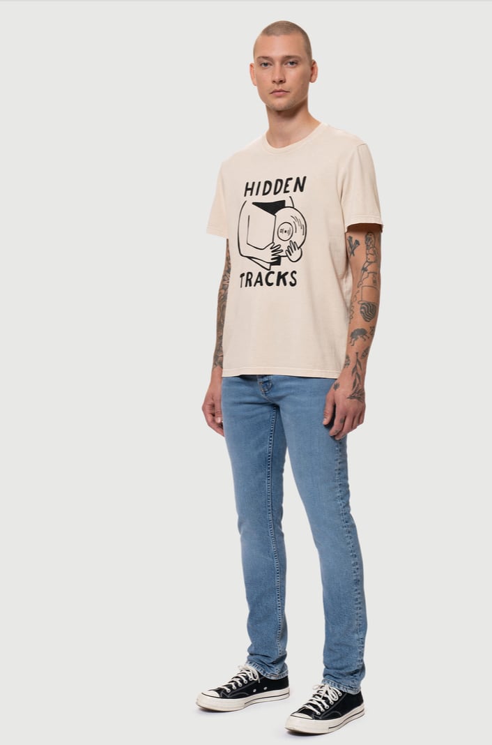 Nudie jeans 2023spring collection ヌーディージーンズ Roy Hidden Tracks Cream 半袖TEEシャツ