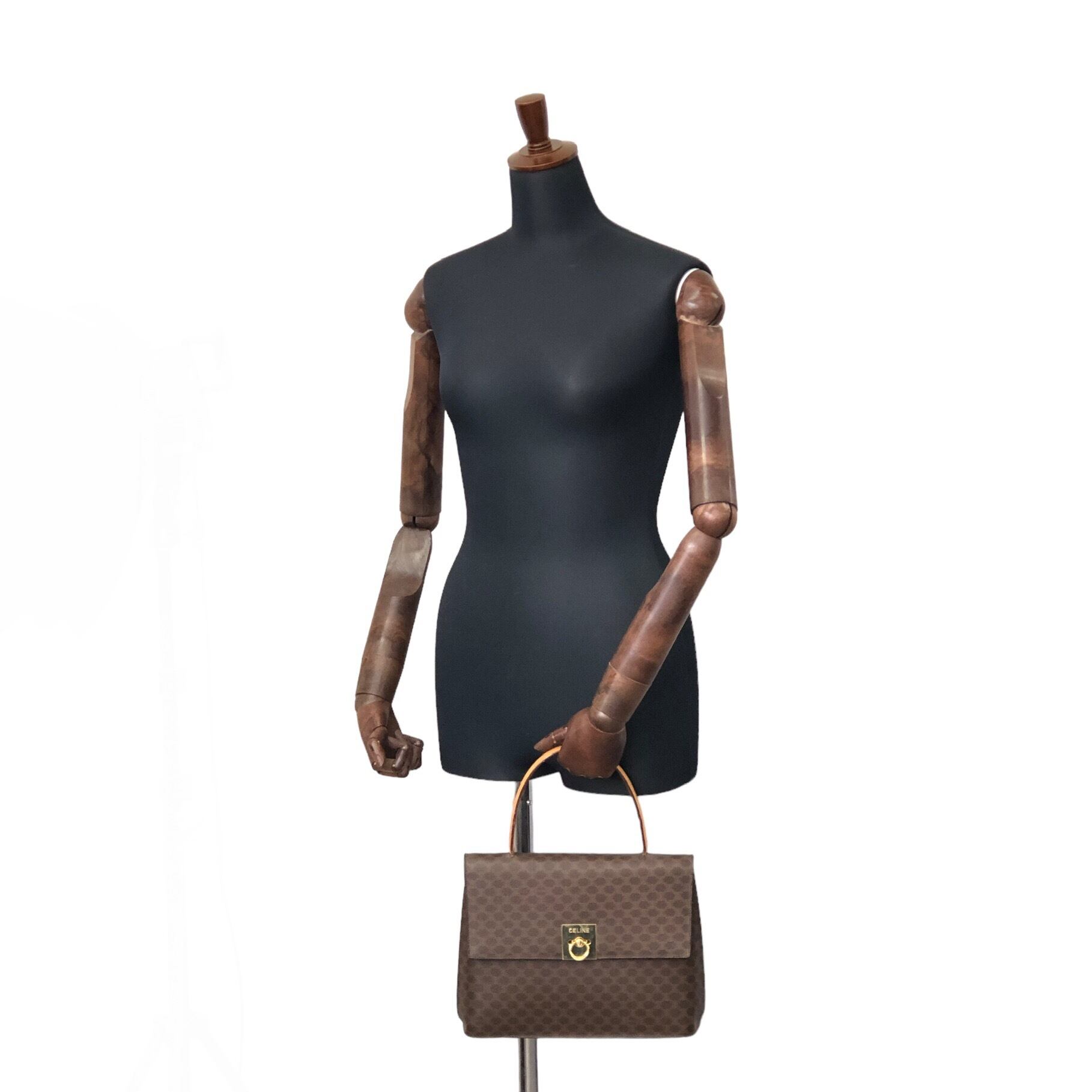 CELINE セリーヌ マカダム ハンドバッグ ブラウン ガンチーニ vintage