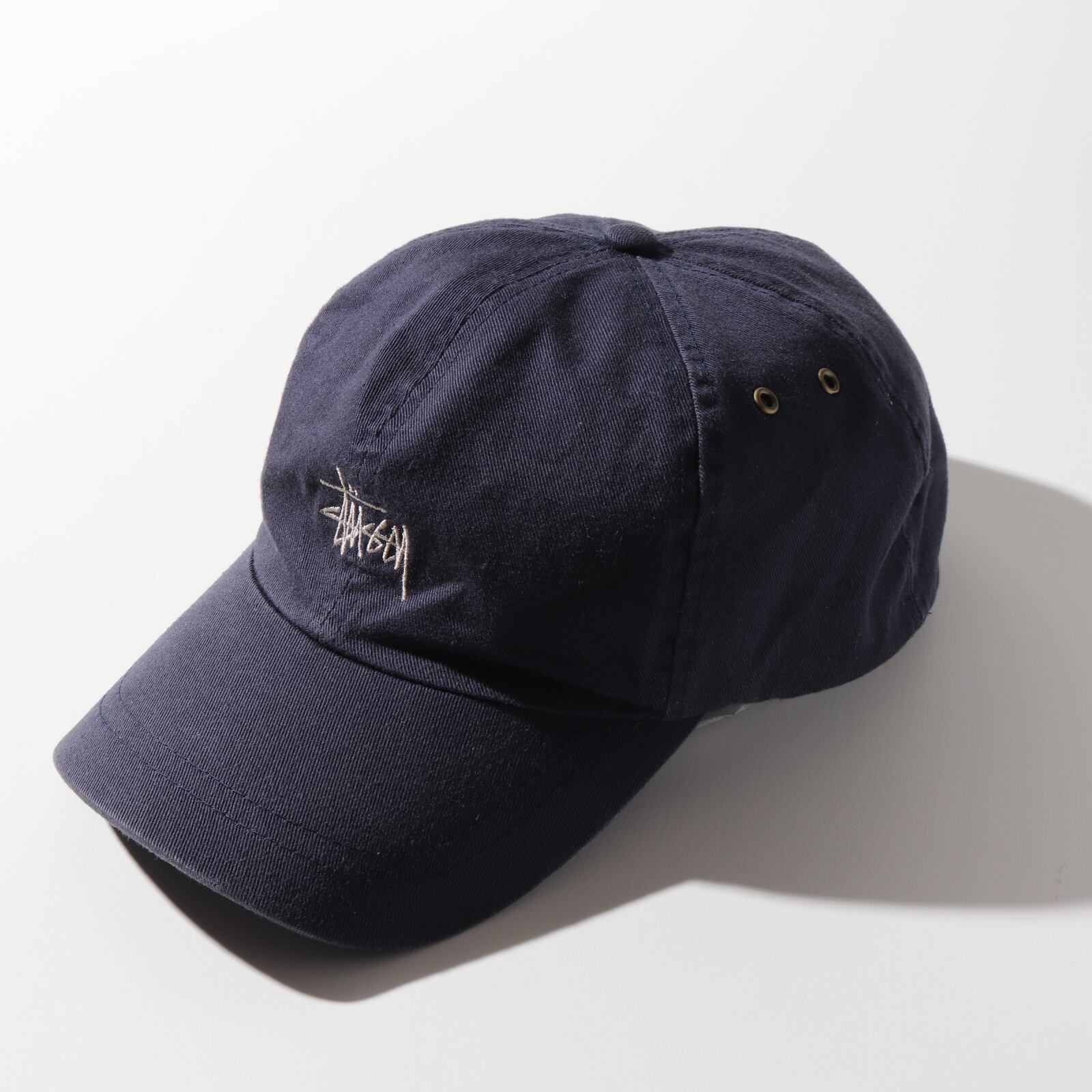 Stussy ネイビー 6パネルキャップ 帽子 ステューシー ロゴ刺繍 紺色 