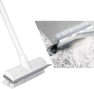 【新着特価】CLEANHOME デッキブラシ 掃除用ブラシ 2in1 水切りワイパー タイルブラシ 3段ポール 長さ調節可能 47cm-127cm ベランダ/玄関/床/庭園にも適用 掃除用品 風呂掃除 【耐久性MAX】 (ホワイト)