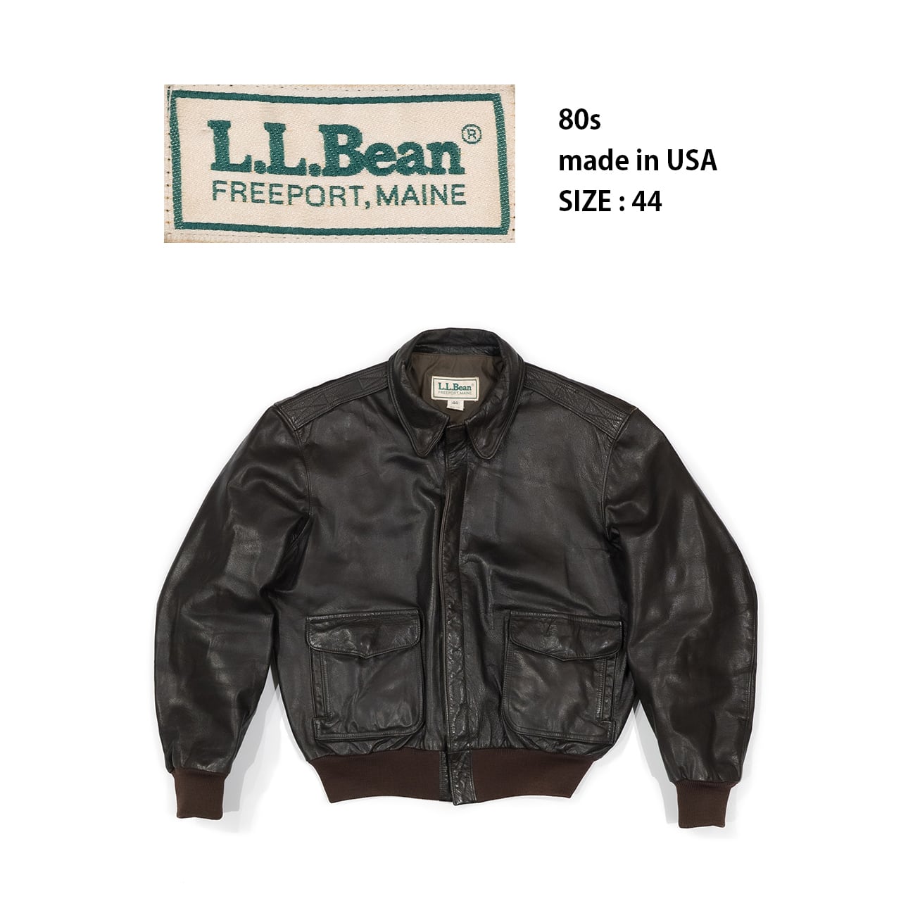 USED 80s L.L.Bean A-2 TYPE leather jacket (44) GOATSKIN | EFK