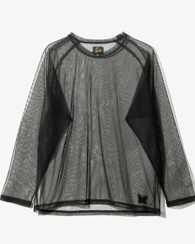 【NEEDLES】L/S U-NECK TEE - TULLE DOT LACE