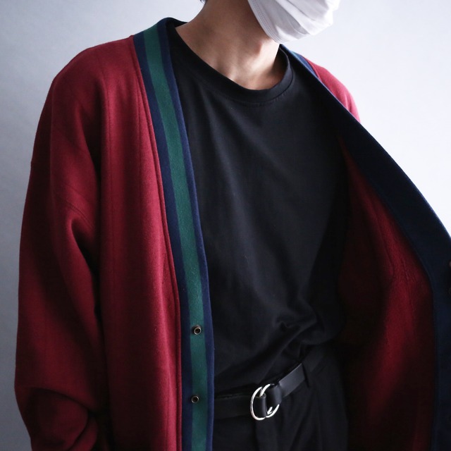 switching line college design loose sweat cardigan