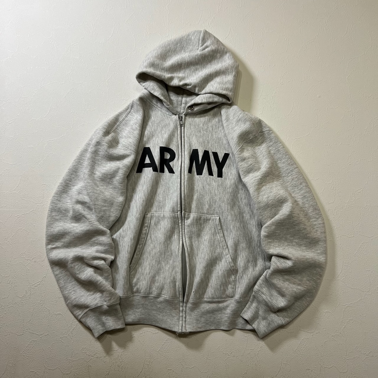 80s champion U.S.ARMY ジップ フーディー パーカー アメリカ軍 霜降りグレー M 古着