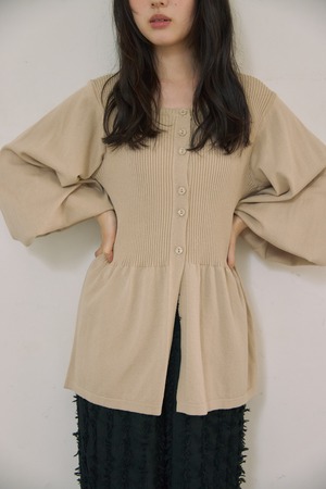 AM610202  rib peplum cardigan
