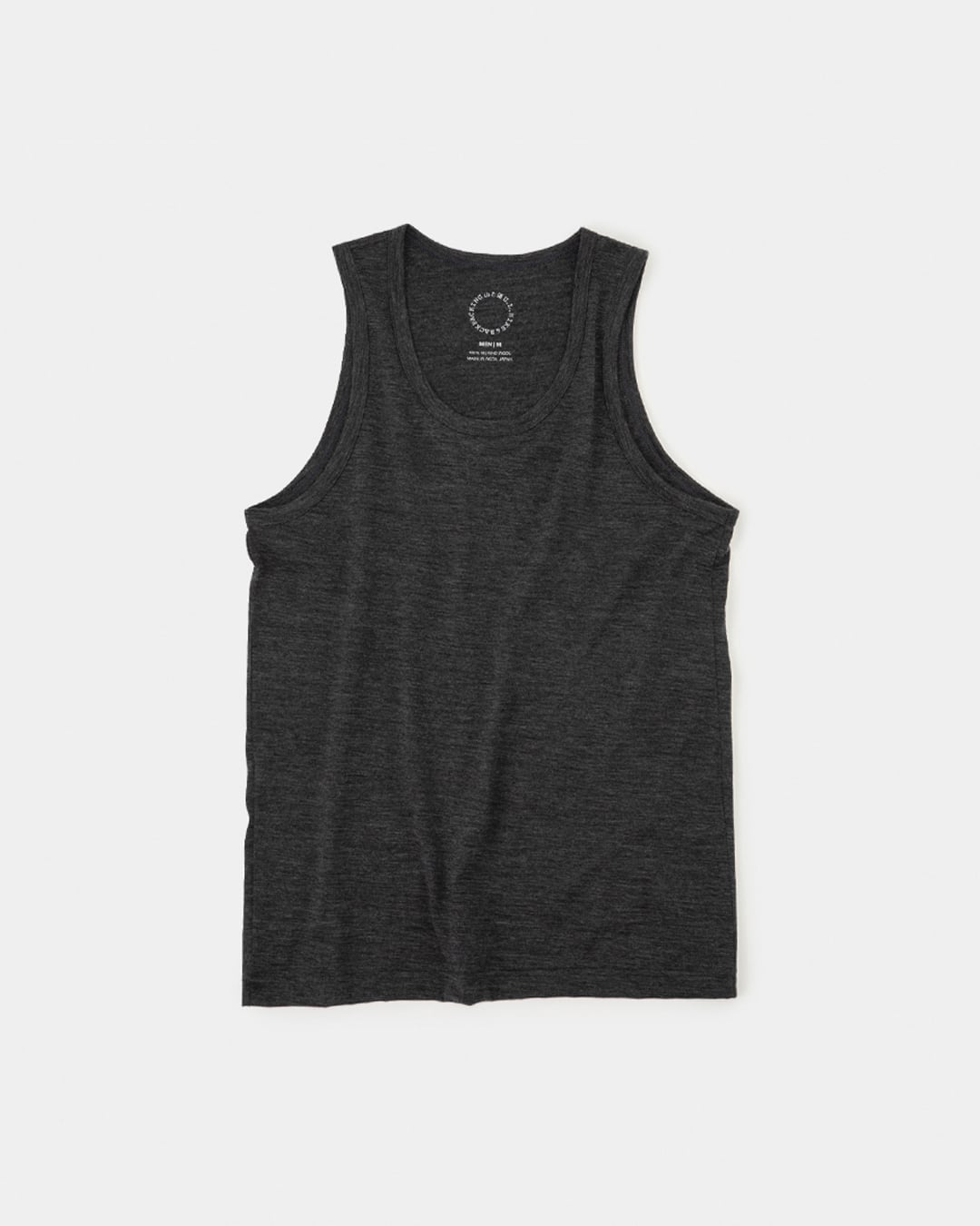 山と道 / 100% Light Merino Tank Top - Men #Charcoal Mari