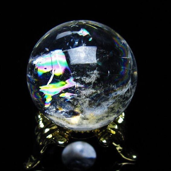 アイリスクォーツ 水晶 丸玉 虹入り 26mm 水晶玉 置物 スフィア 141-6969