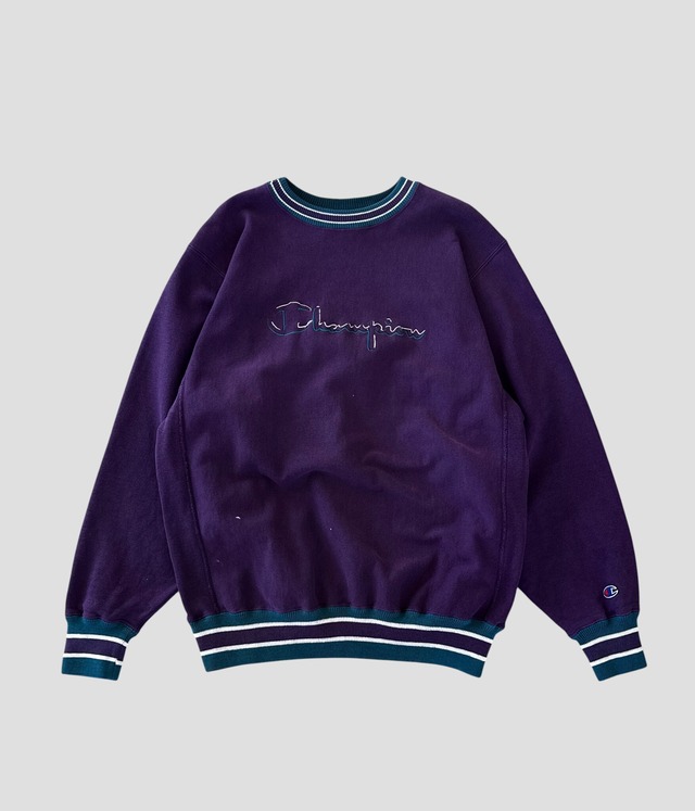 -Champion- Vintage 90s L Script Logo Reverse Weave Sweat made in USA
