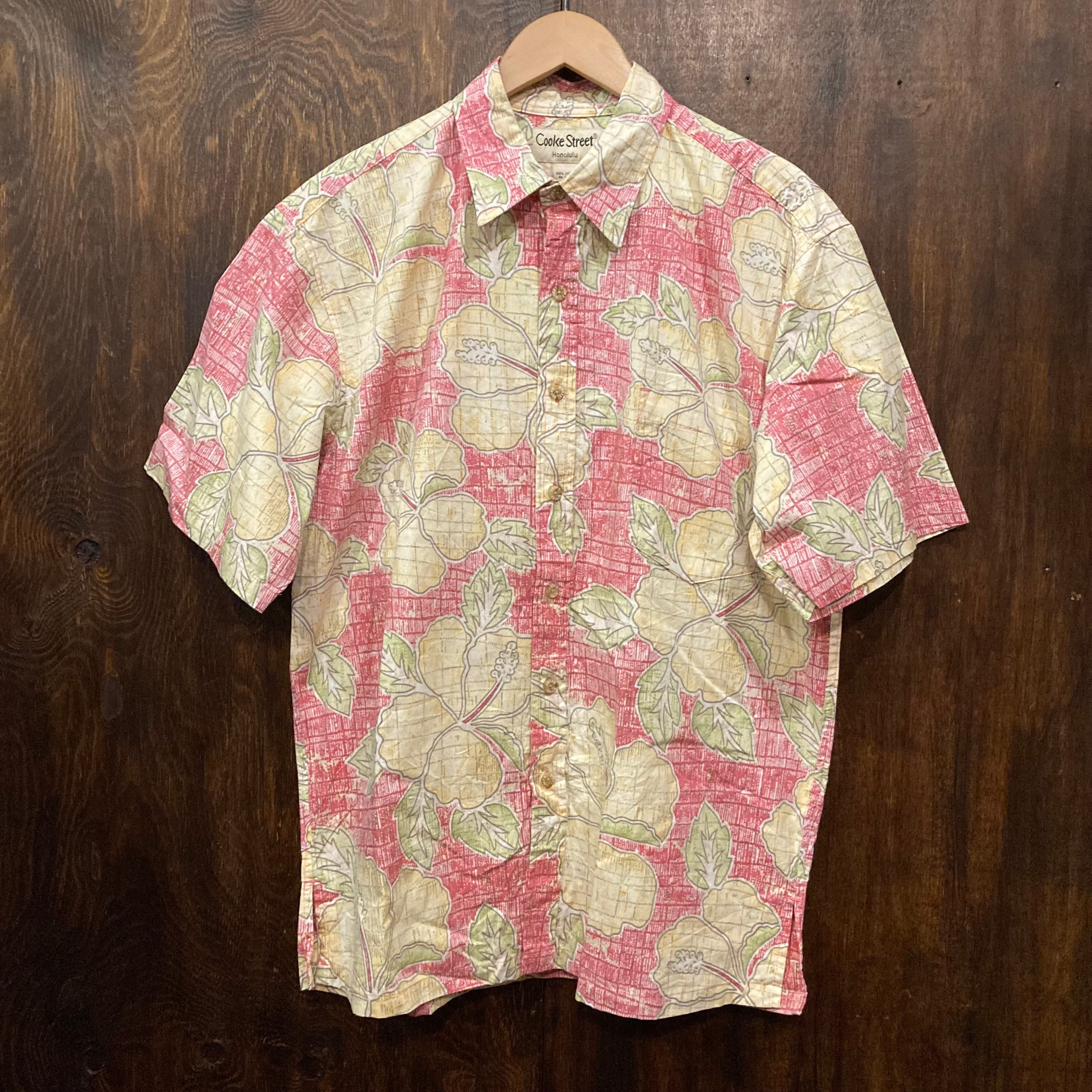USA Cooke Street ハワイ製 コットンアロハシャツ 赤