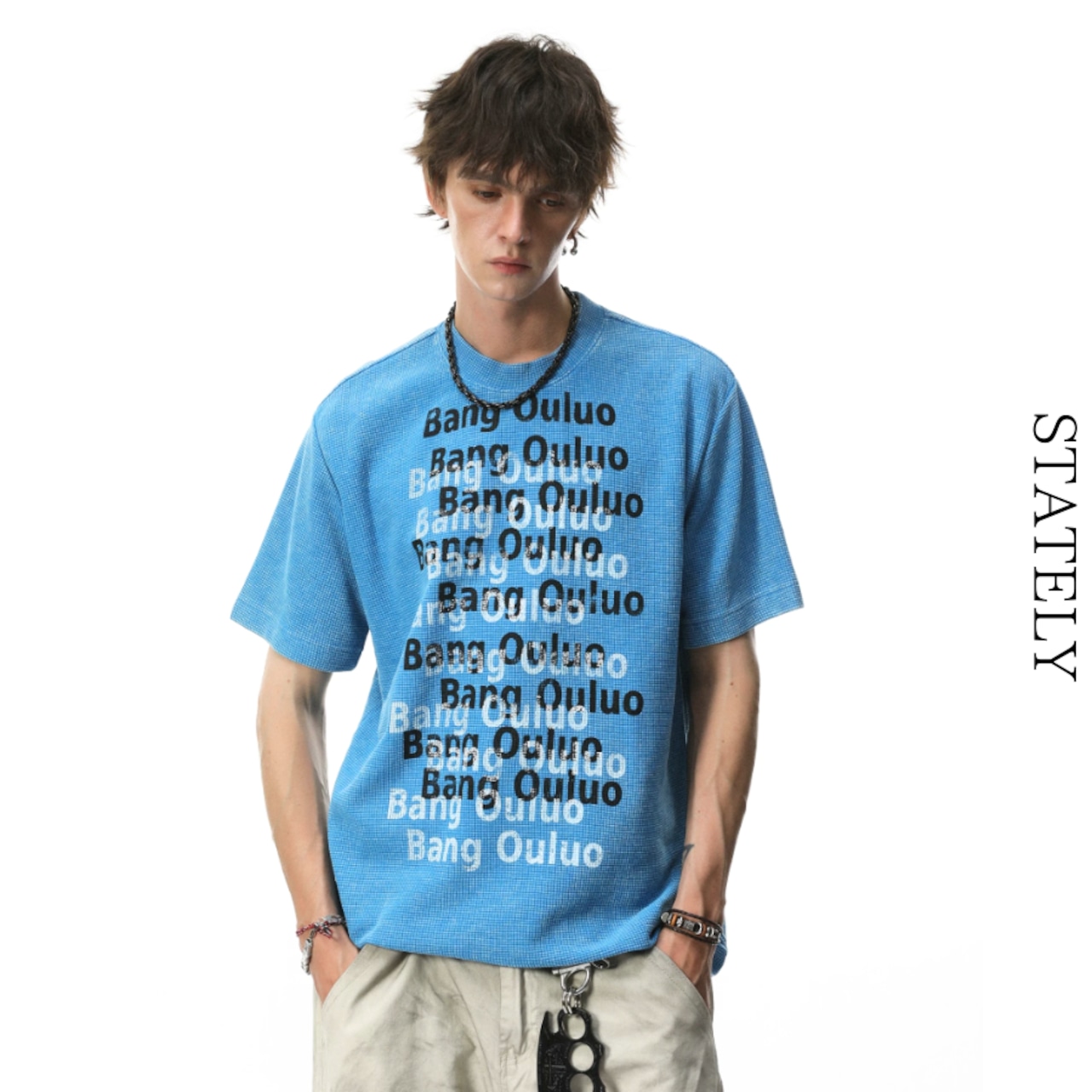 Shadow Text ワッフルTee/2color_T208・画像2