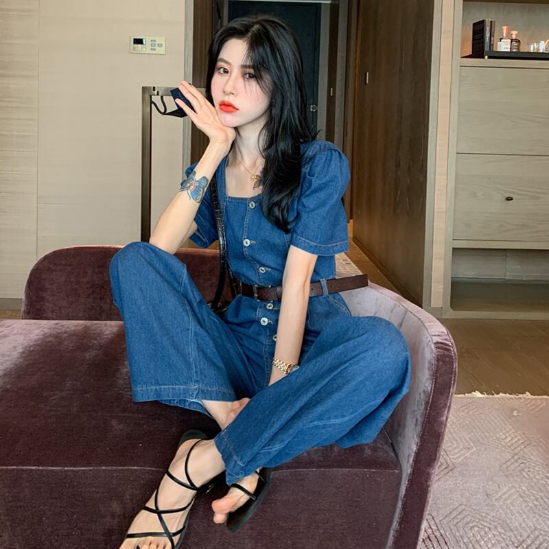 ジャンプスーツ オールインワン スプリングスタイル薄手ハイウェスト 春物 スクウェア ドラファッションホール34447095777