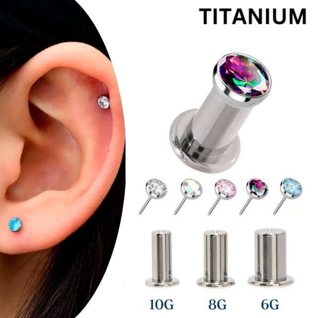プッシュピアス 10G 8G 6G カラバリ豊富 ストーンピアス チタンピアス